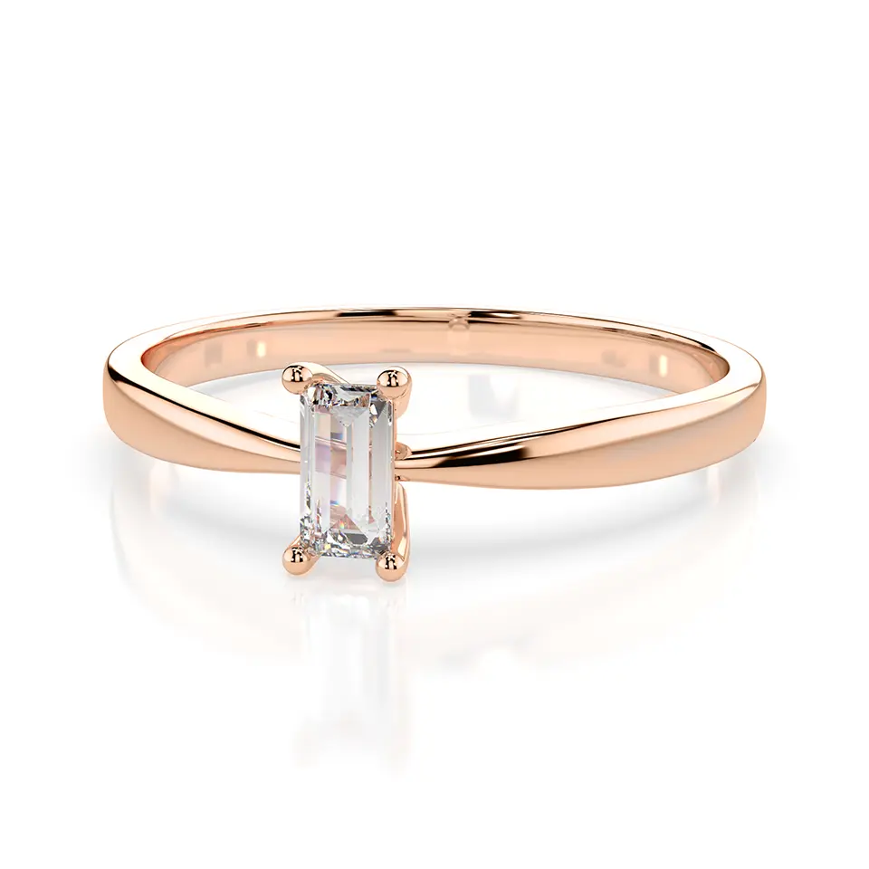 Product image of the product “Women's Ring “Baguette Solitaire” in 585 Rose Gold with Diamonds, 0.10 ct ”