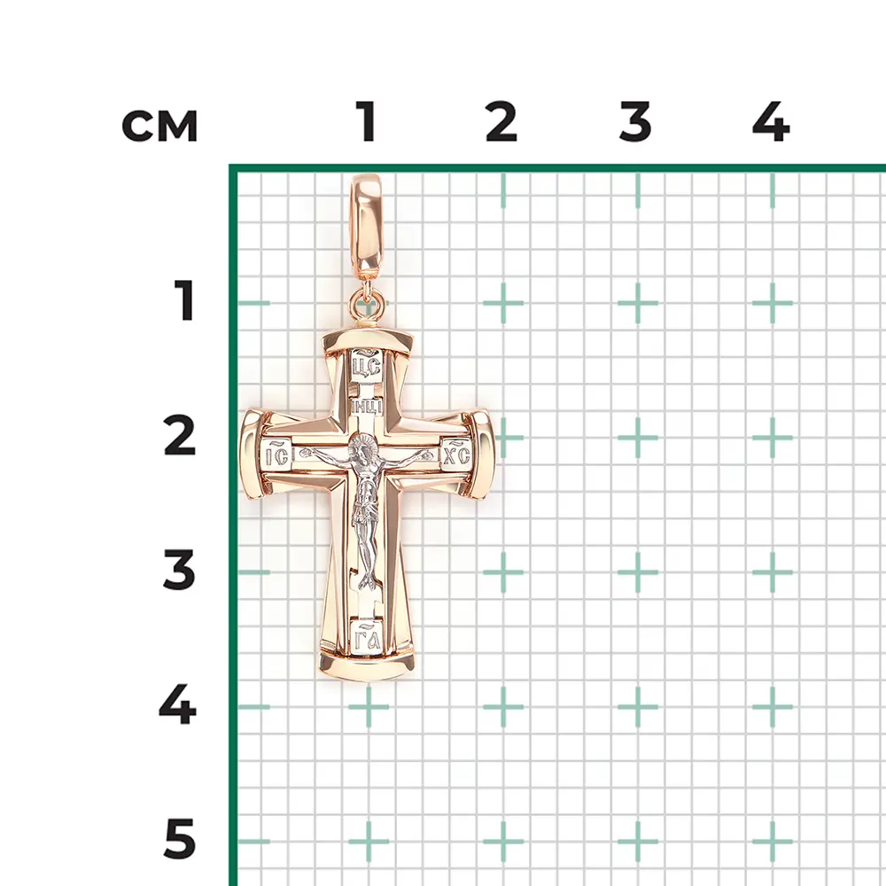 Product image 2 of the product “Cross Pendant “Cross with Crucifix and Engraving” in 585 Two-Tone Gold ”