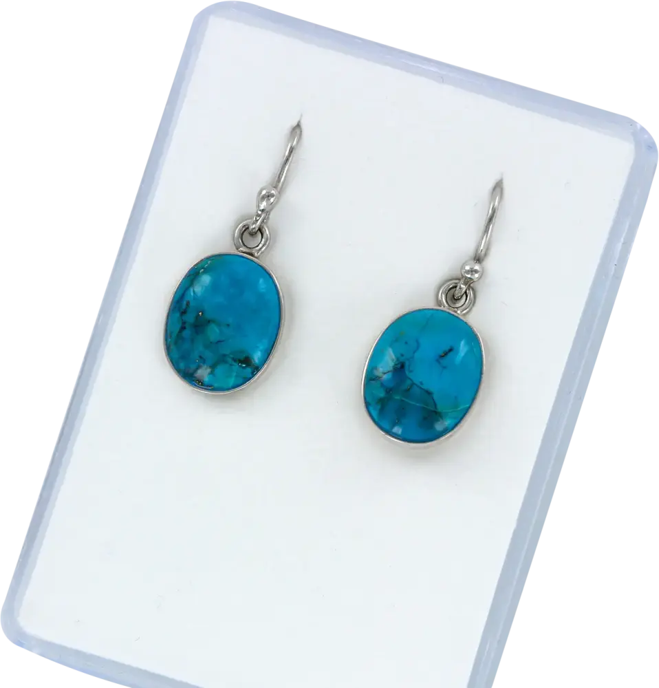 Product image 2 of the product “Drop Earrings “Oval Turquoise” in 925 Sterling Silver with Turquoise ”