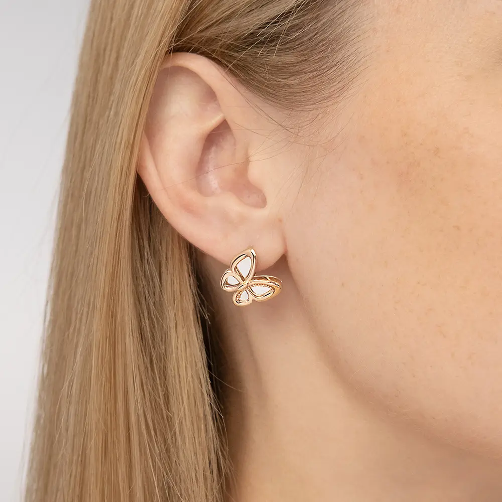 Product image 2 of the product “Drop Earrings “Butterfly” in 585 Two-Tone Gold, Height 18 mm ”