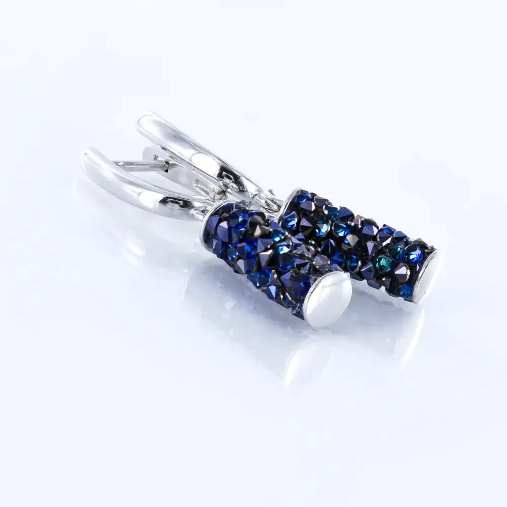 Artikelbild 2 des Artikels “Ohrhänger „Zylinder“ aus 925 Silber mit Zirkonia und Swarovski-Kristallen, Ø 37 mm “