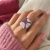 Product image 2 of the product “Women's Ring “Wide with Pink Roses” in 925 Sterling Silver with Cubic Zirconia ”