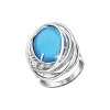 Product image 2 of the product “Women's Ring “Oval Turquoise with Waves” in 925 Sterling Silver with Cubic Zirconia and Turquoise ”