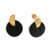 Product image 2 of the product “Stud Earrings “Round Onyx Disc” in Gold-Plated 925 Sterling Silver with Onyx ”