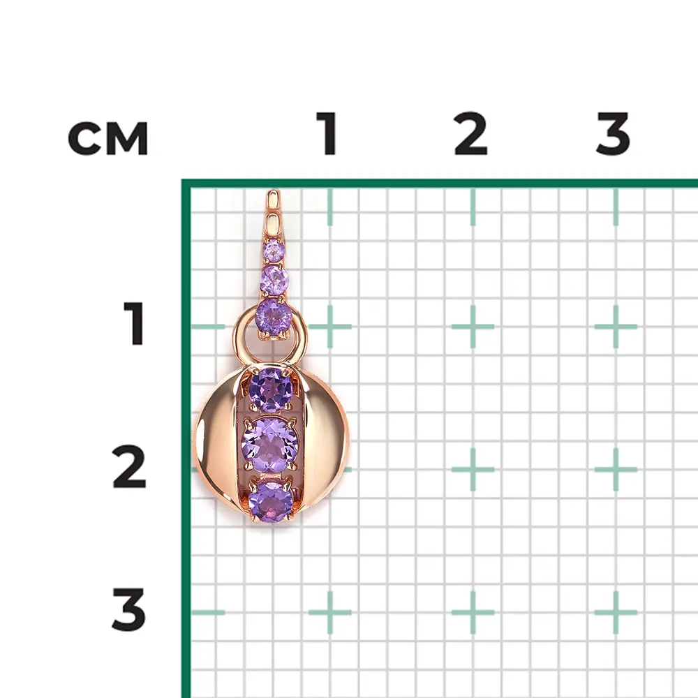 Product image 2 of the product “Pendant “Ball with Three Stones” in 585 Rose Gold with Amethyst ”