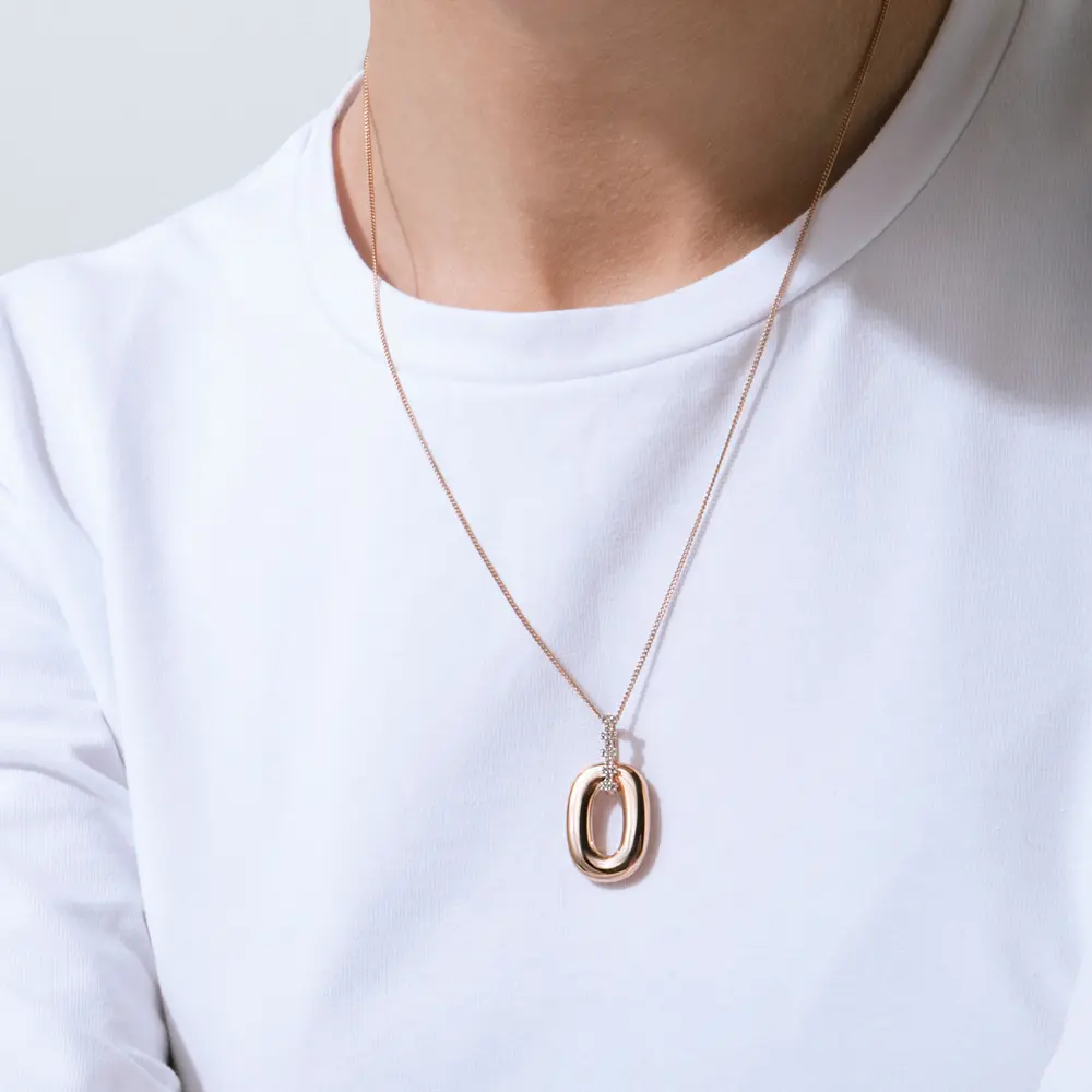 Product image 2 of the product “Pendant “Oval Ring with Stones” in 585 Rose Gold with Cubic Zirconia ”