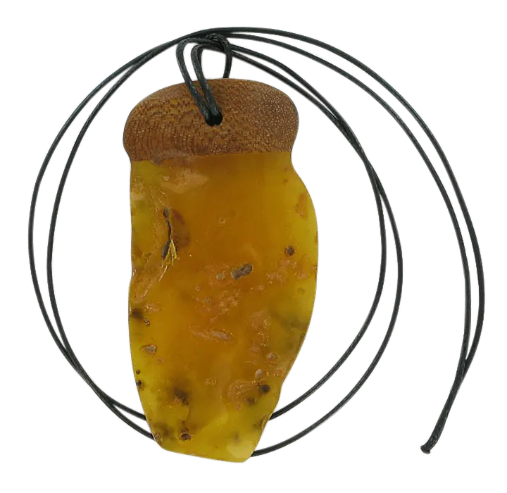 Product image 2 of the product “Pendant “Rough Stone with Wood” with Amber, Length 75 mm ”