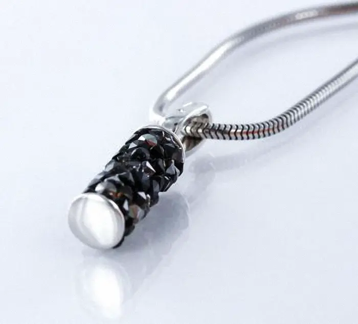 Product image 2 of the product “Pendant “Cylinder with Crystals” in 925 Sterling Silver with Cubic Zirconia and Swarovski Crystals, Height 27 mm ”