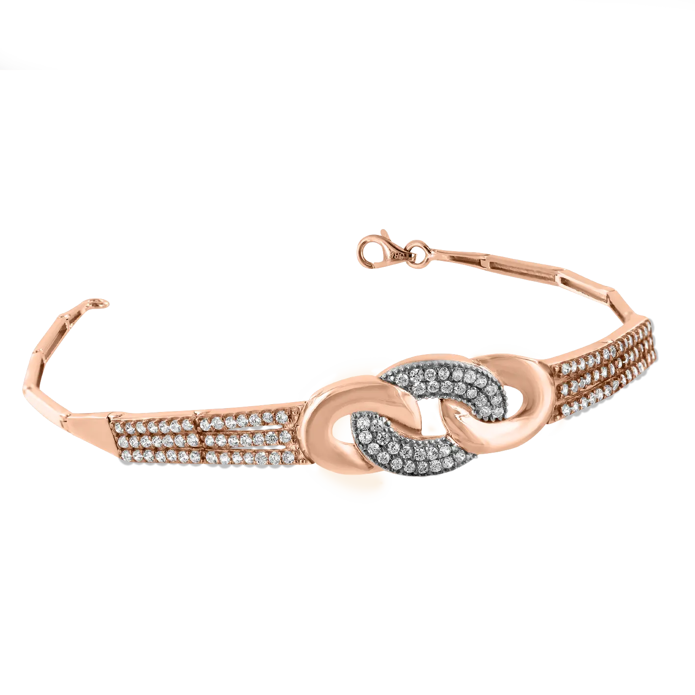 Product image 2 of the product “Necklace “Intertwined Rings with Fringes” in 585 Two-Tone Gold with Cubic Zirconia ”