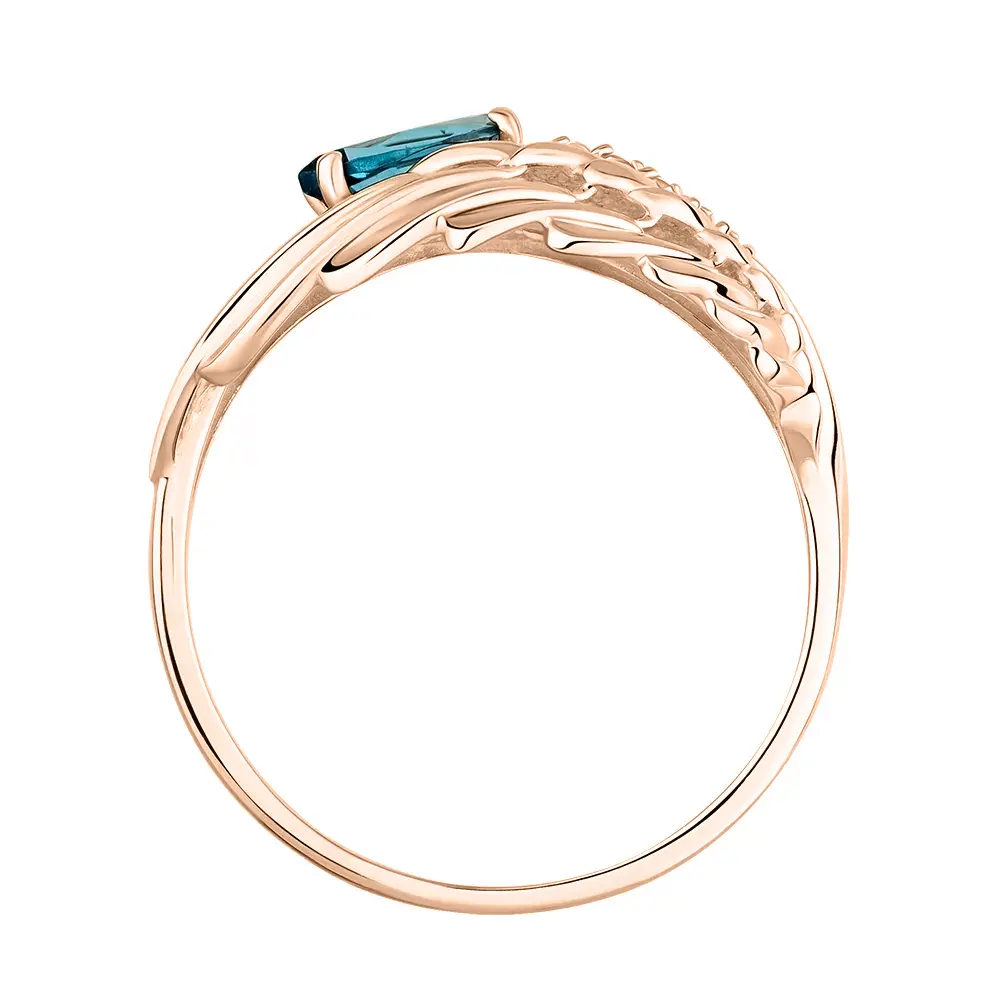 Product image 2 of the product “Women's Ring “Wing with Navette” in 585 Rose Gold with Cubic Zirconia and Topaz ”