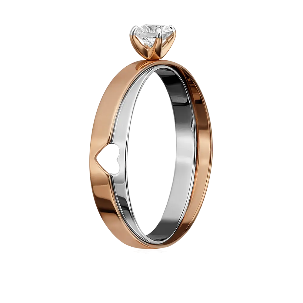 Product image 2 of the product “Women's Ring “Crossover Solitaire” in 585 Two-Tone Gold with Cubic Zirconia ”