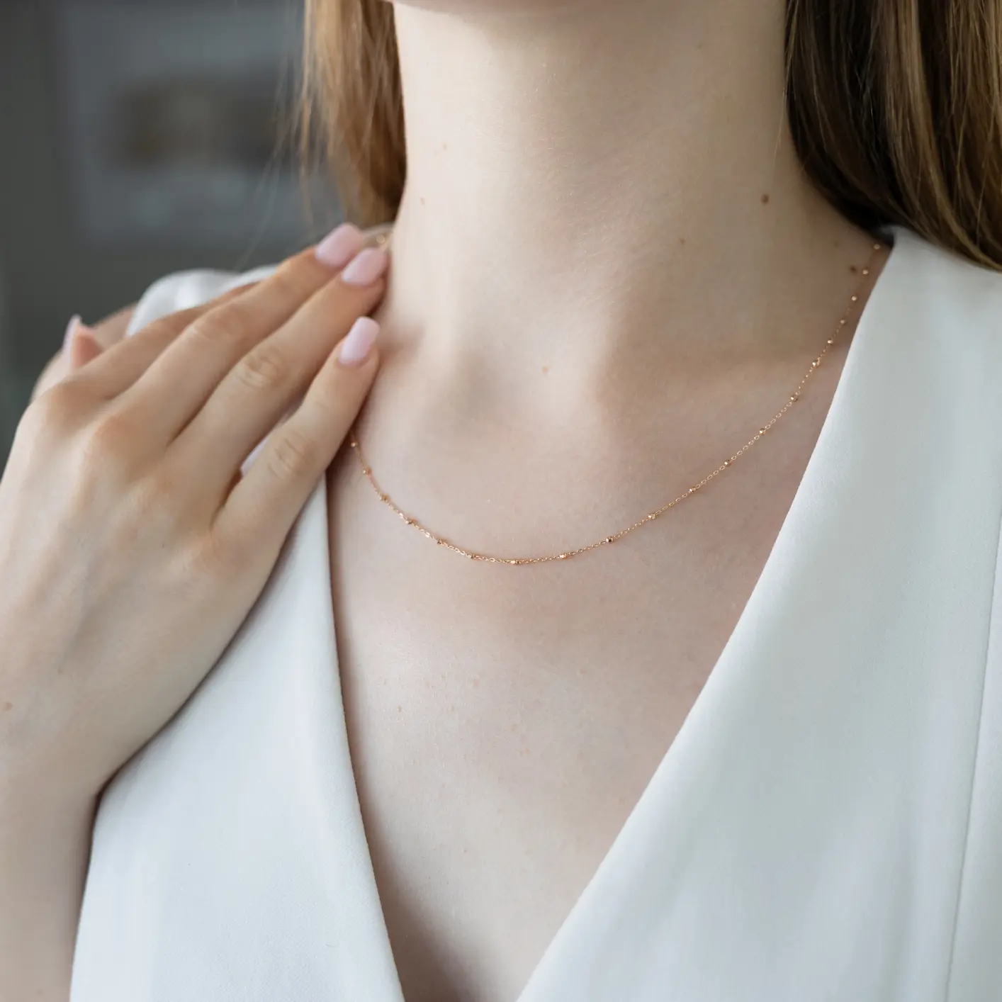 Product image 2 of the product “Chain “Station Chain with Beads” in 585 Rose Gold ”