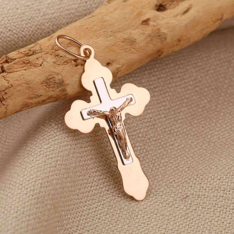 Artikelbild 2 des Artikels “Kreuz-Anhänger „Orthodox mit Weißgold-Kreuz“ aus 585 Bicolor-Gold, Höhe 45 mm “