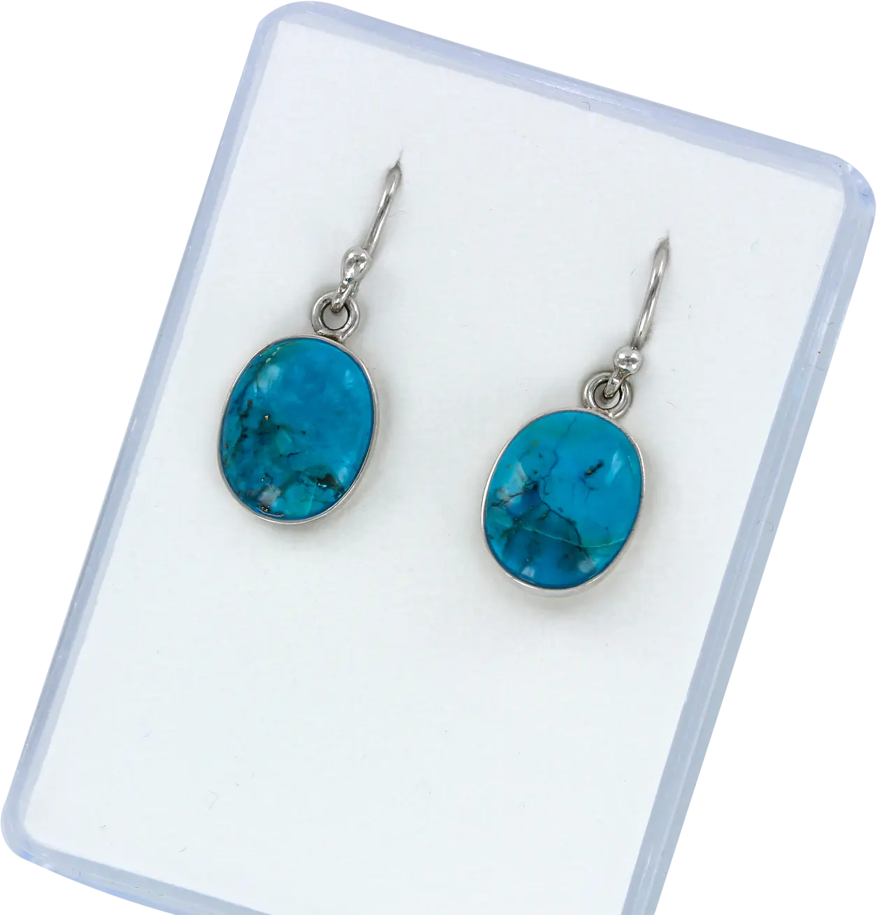 Product image 2 of the product “Drop Earrings “Oval Turquoise” in 925 Sterling Silver with Turquoise ”