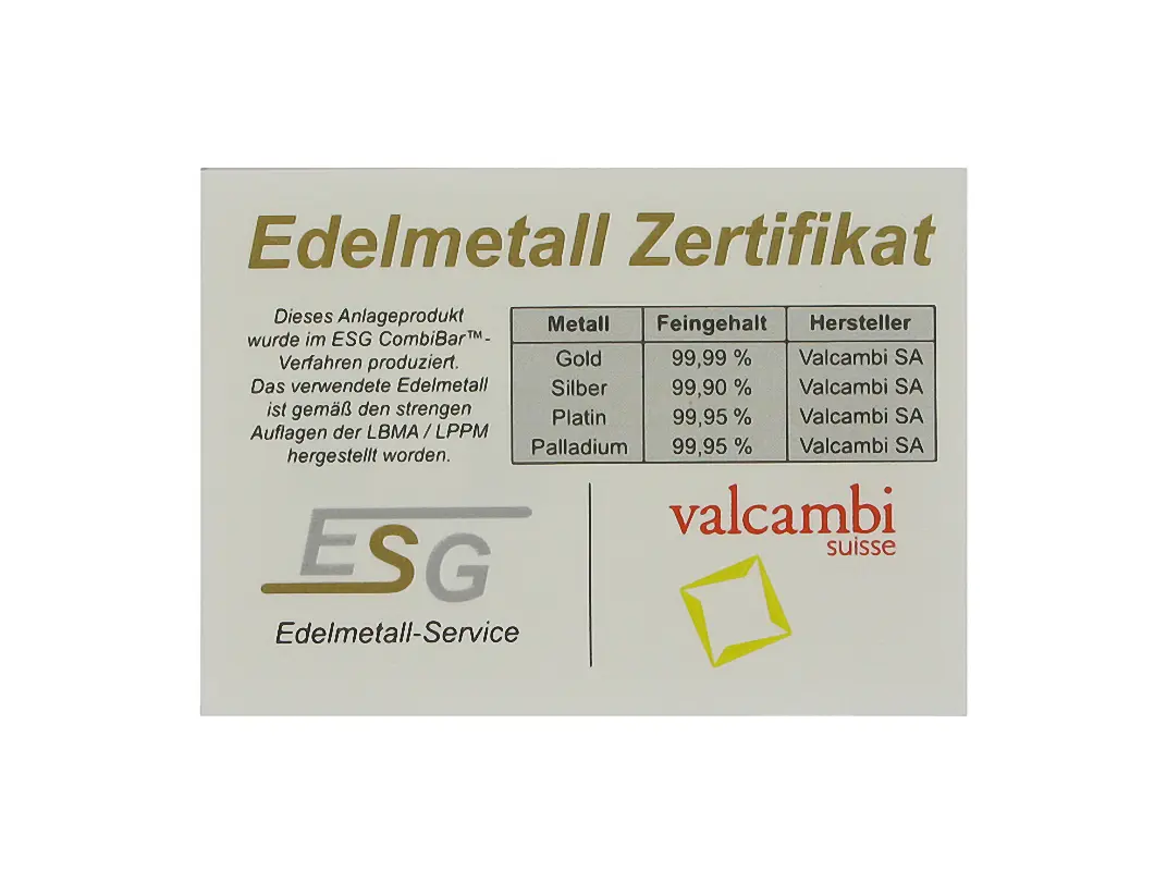 Artikelbild 2 des Artikels “Edelmetall-Set „Quattro Preziosi“ – Gold, Silber, Platin und Palladium, je 1 g “