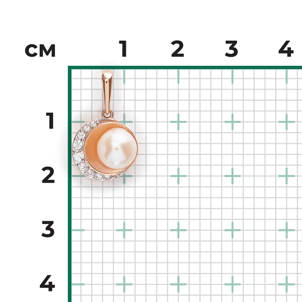 Product image 3 of the product “Pendant “Pearl in Crescent” in 585 Rose Gold with Cubic Zirconia and Pearls ”