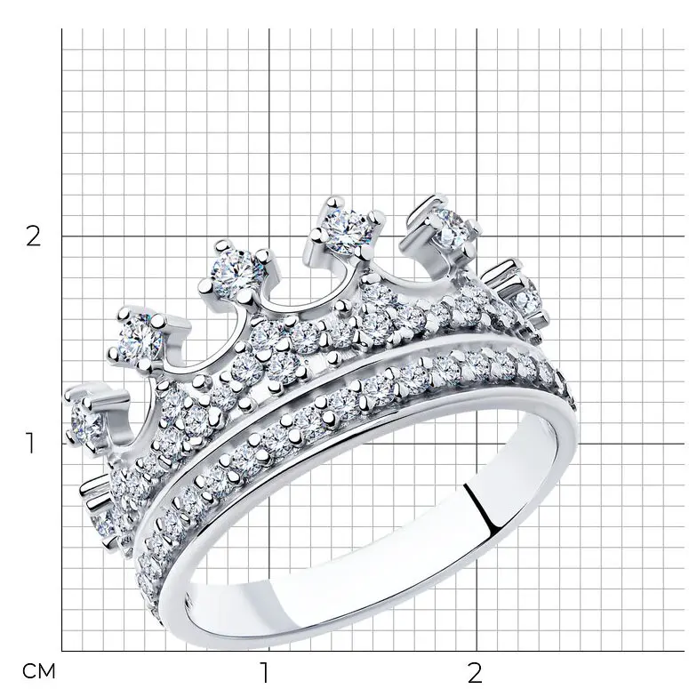 Product image 3 of the product “Women's Ring “Crown with Rows of Stones” in 925 Sterling Silver with Cubic Zirconia ”