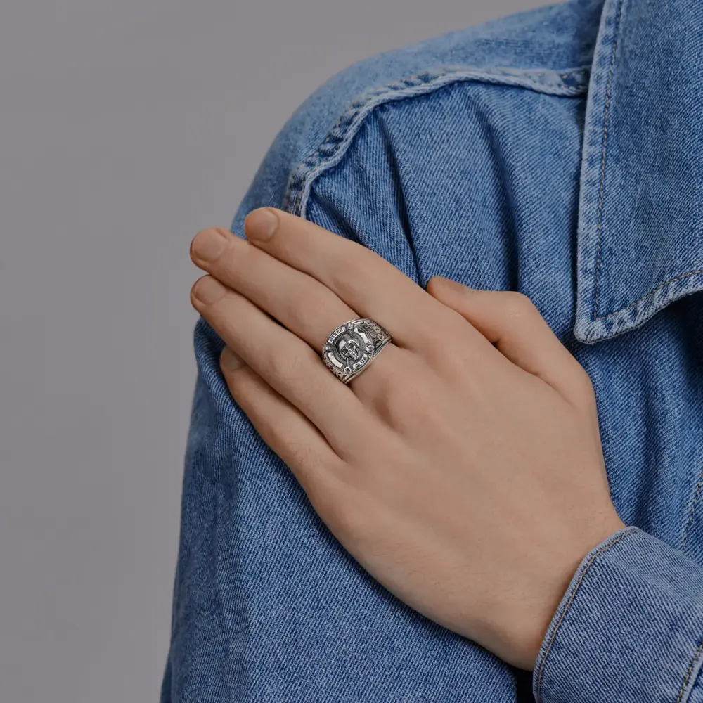 Product image 3 of the product “Men's Ring “Skull Biker Club” in 925 Sterling Silver ”
