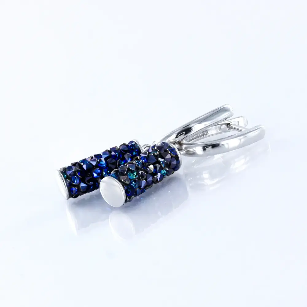 Artikelbild 3 des Artikels “Ohrhänger „Zylinder“ aus 925 Silber mit Zirkonia und Swarovski-Kristallen, Ø 37 mm “