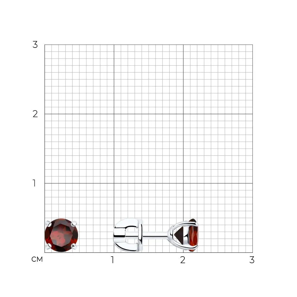 Product image 3 of the product “Stud Earrings “Round Garnet Solitaire” in 925 Sterling Silver with Garnet ”