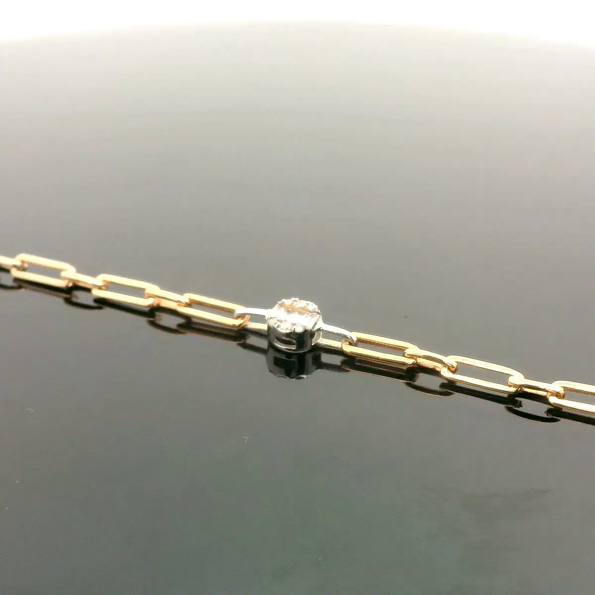Product image 3 of the product “Bracelet “Paperclip Chain with Stone Ball” in 585 Rose Gold with Diamonds ”