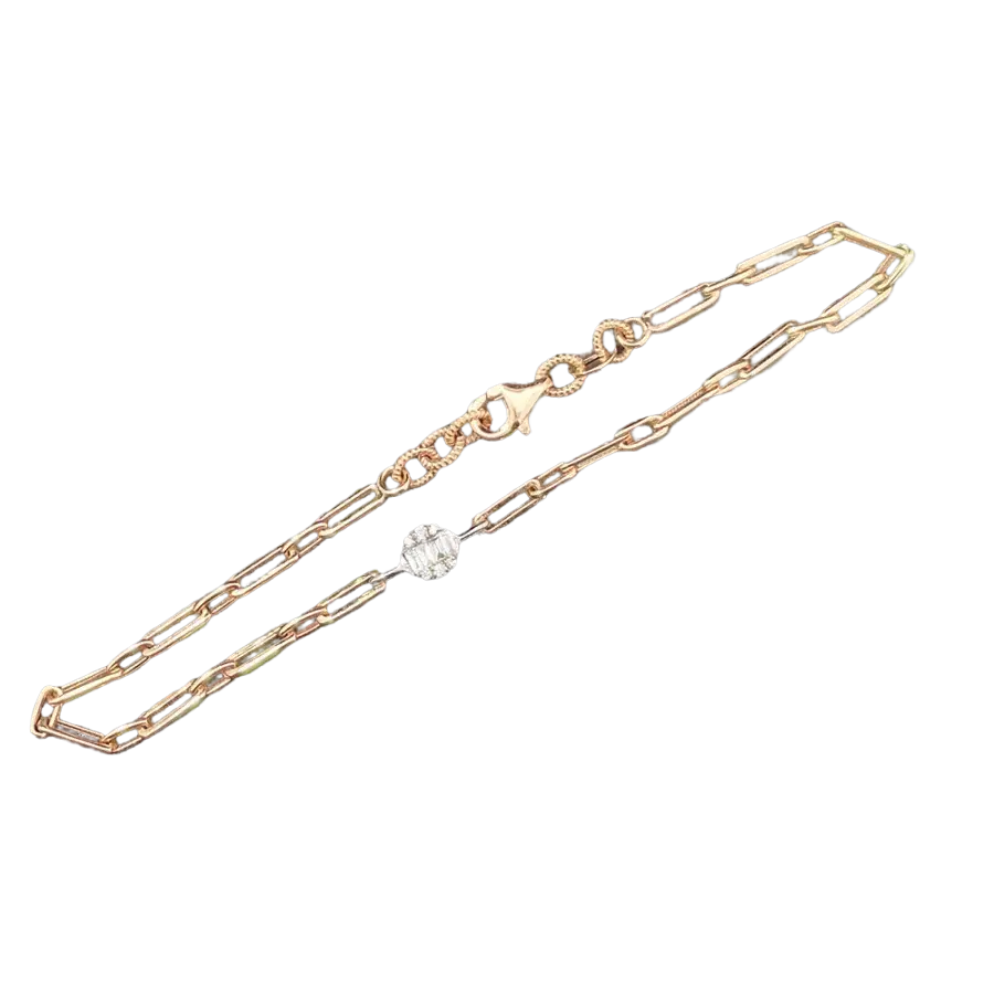 Product image 4 of the product “Bracelet “Paperclip Chain with Stone Ball” in 585 Rose Gold with Diamonds ”