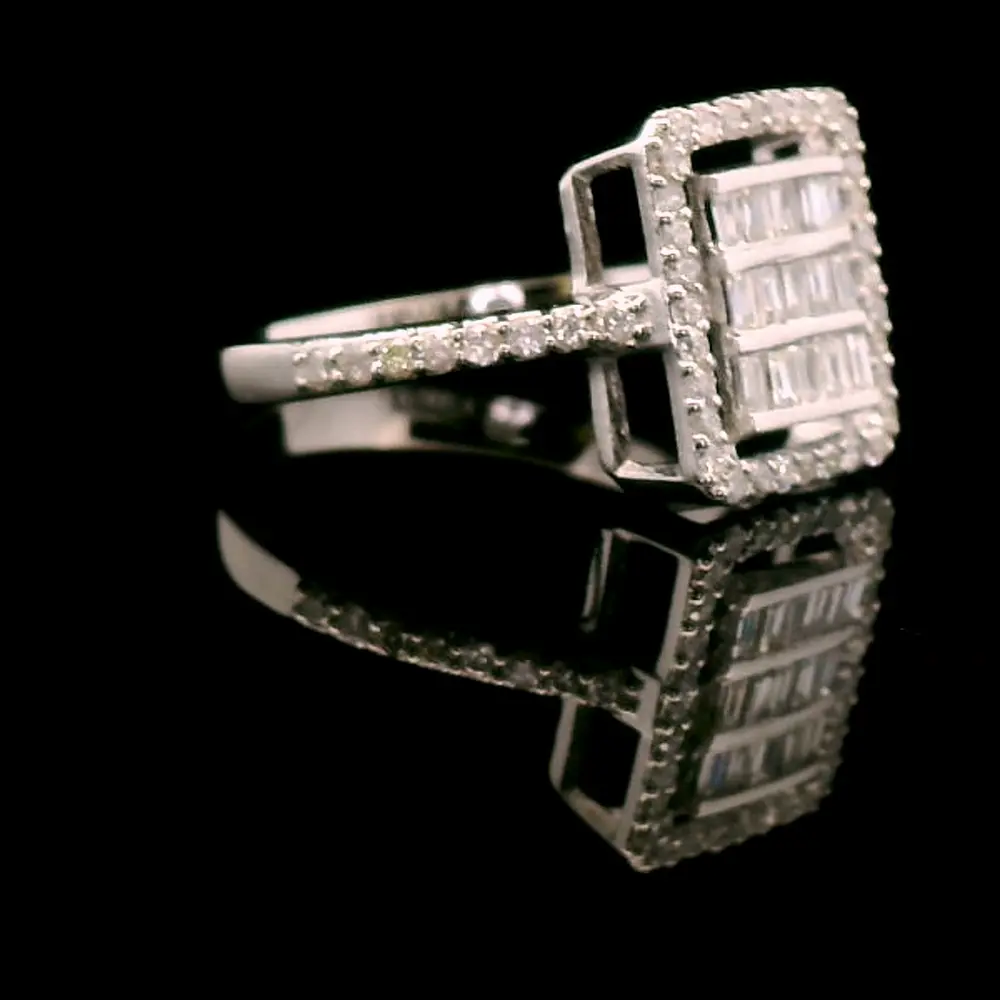 Product image 5 of the product “Women's Ring “Baguette Stones in Frame” in 585 White Gold with Diamonds ”