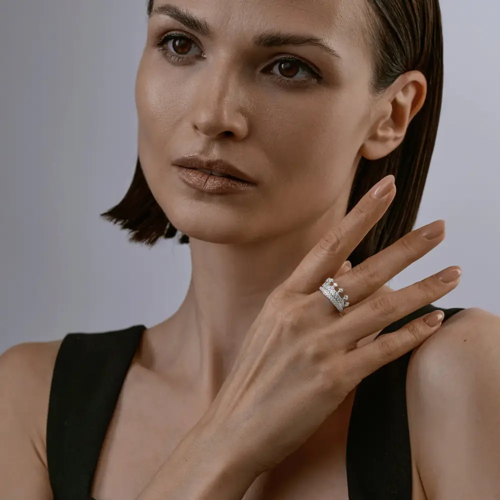 Product image 5 of the product “Women's Ring “Crown with Rows of Stones” in 925 Sterling Silver with Cubic Zirconia ”