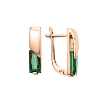 Серьги из красного золота 585 с ситаллом 