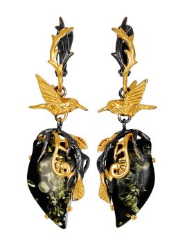 Ohrringe aus Silber 925° Rotgold vergoldet mit Bernstein 
