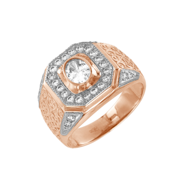 Herrenring aus Rotgold 585° mit Zirkonia 