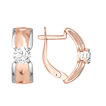 Серьги из красного золота 585 пробы с фианитами 