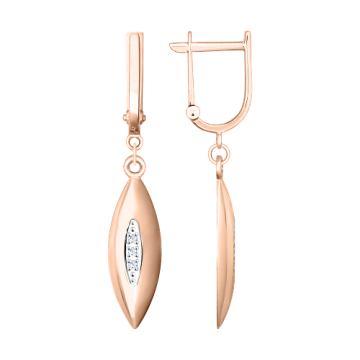 Серьги из красного золота 585 пробы с фианитами 