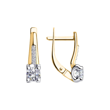 Earrings for in yellow gold of 585 assay value (14ct) with zirconia 
