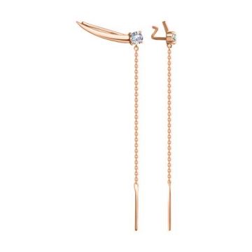 Серьги из красного золота 585 пробы с фианитами 