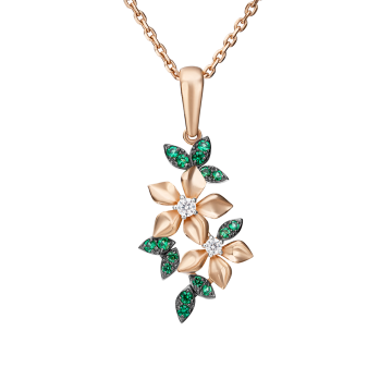 Pendant in red gold of 585 assay value with zirconia 