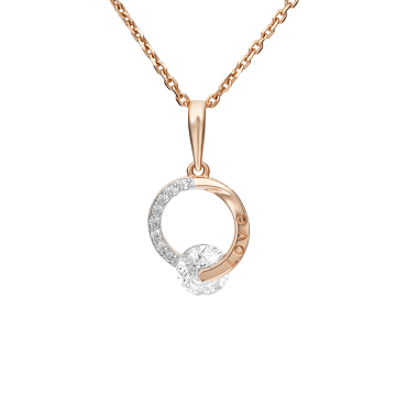 Pendants in red gold of 585 assay value with zirconia 