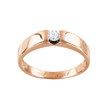 Lady´s ring in red gold of 585 assay value with diamonds 