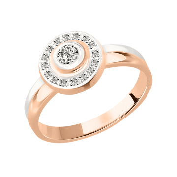 Lady´s ring in red gold of 585 assay value with diamonds 