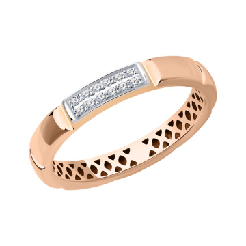 Lady´s ring in red gold of 585 assay value with diamonds 