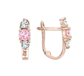 Серьги из красного золота 585 пробы с фианитами 