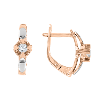 Earrings in red gold of 585 assay value with diamonds 