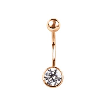 Rotgold 585 Bauchpiercing mit Zirkonia 