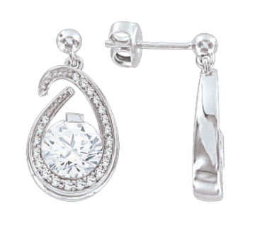 Серебряные серьги 925 пробы, вставка Циркон 