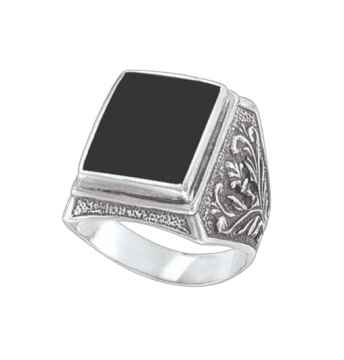 Herrenring  - 925er Sterling Silber mit Onyx 