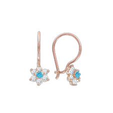 Infant earrings in red gold of 585 assay value (14ct) with zirconia 