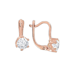 Серьги из красного золота 585 пробы с фианитами 