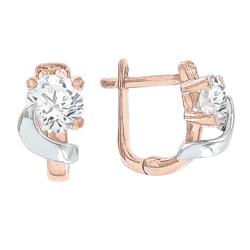 Серьги из красного золота 585 пробы с фианитами 