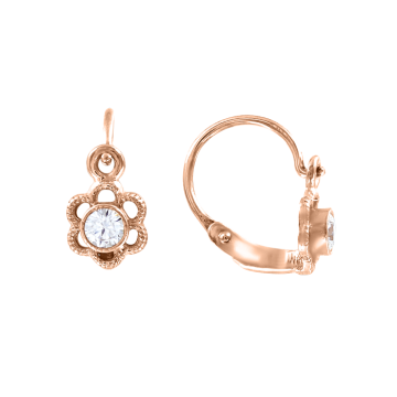 Серьги из красного золота 585 пробы с фианитами 