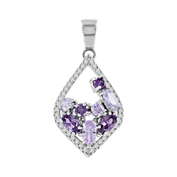 Серебряная подвеска 925 пробы. Вставка: Фианиты, Аметист 
